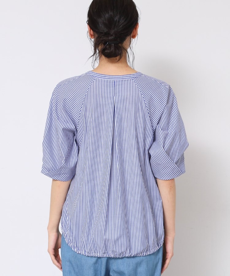 洗える・4サイズ展開】パフスリーブ五分袖ブラウス（XS～L）（シャツ