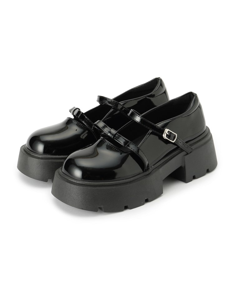 厚底 リボン付きダブルストラップパンプス（パンプス） | csT&P