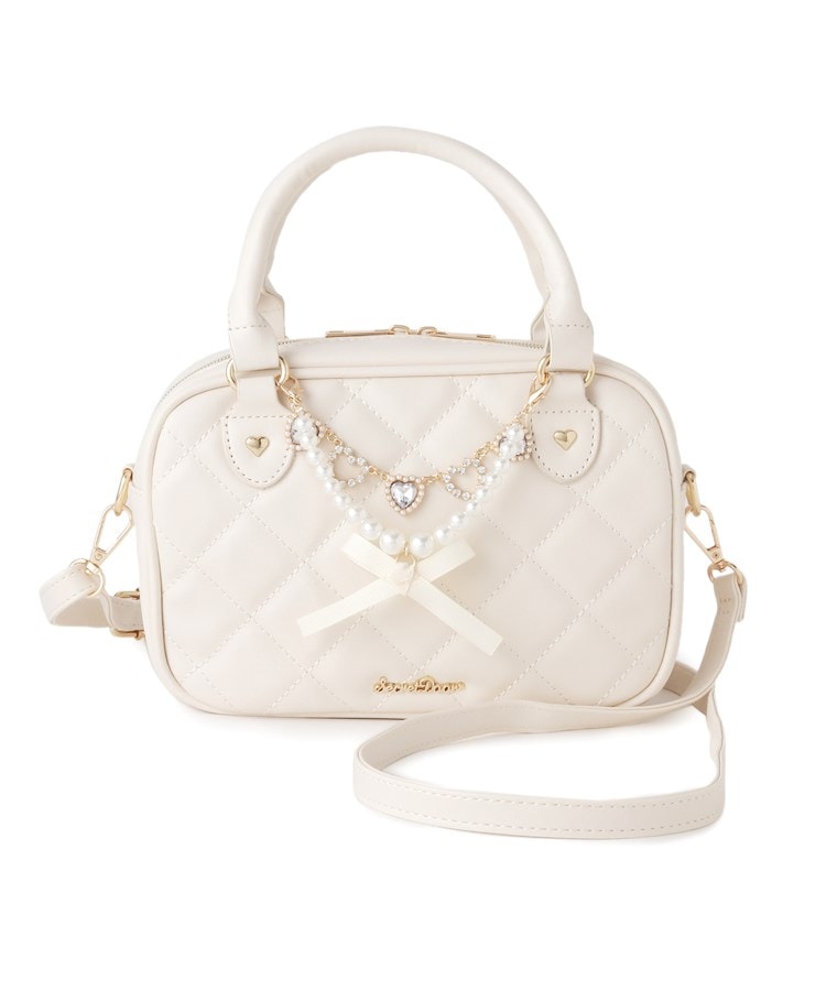 バッグチャーム付きキルティング2WAYミニボストンバッグ（ボストン