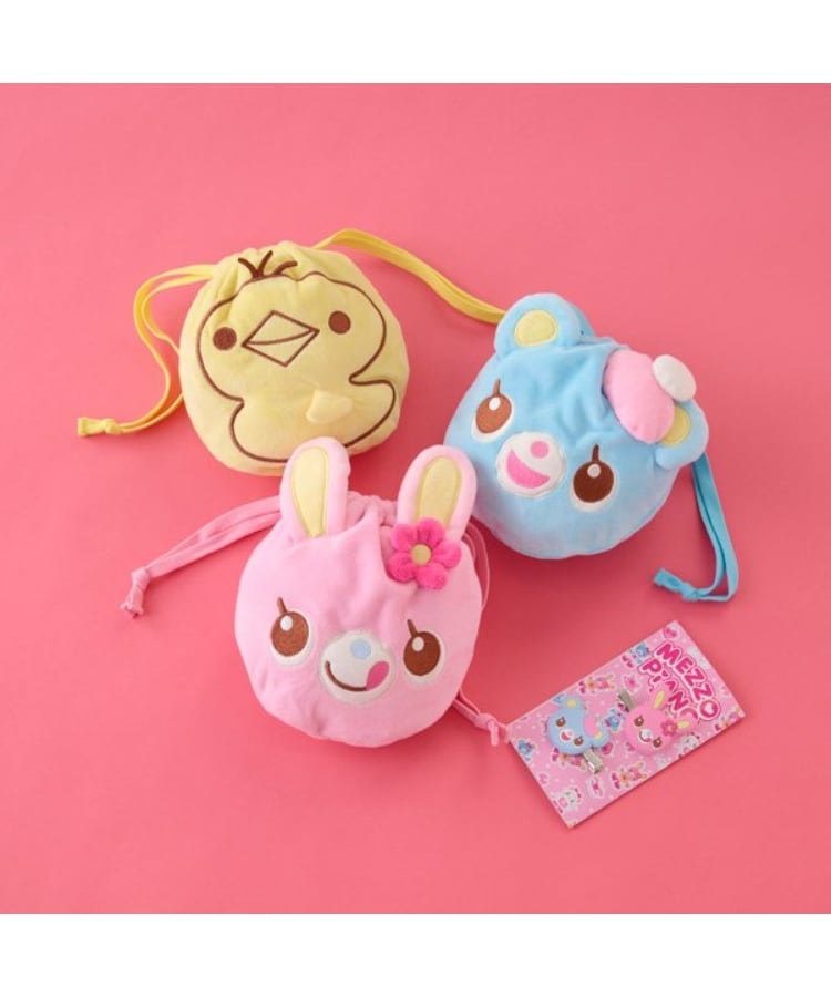 ミミ・ポポ・エマ キャラクターフェイス巾着（ポーチ） | mezzo piano