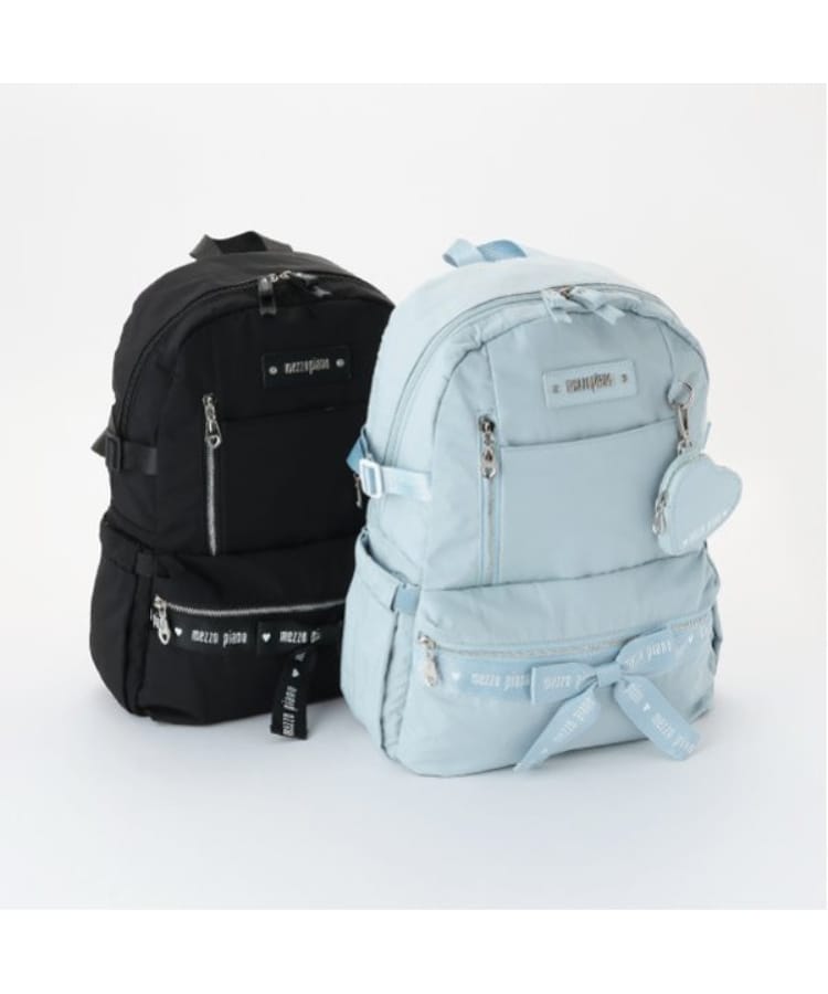 ハートポーチつき ロゴリボン ナイロンリュック 大（リュック