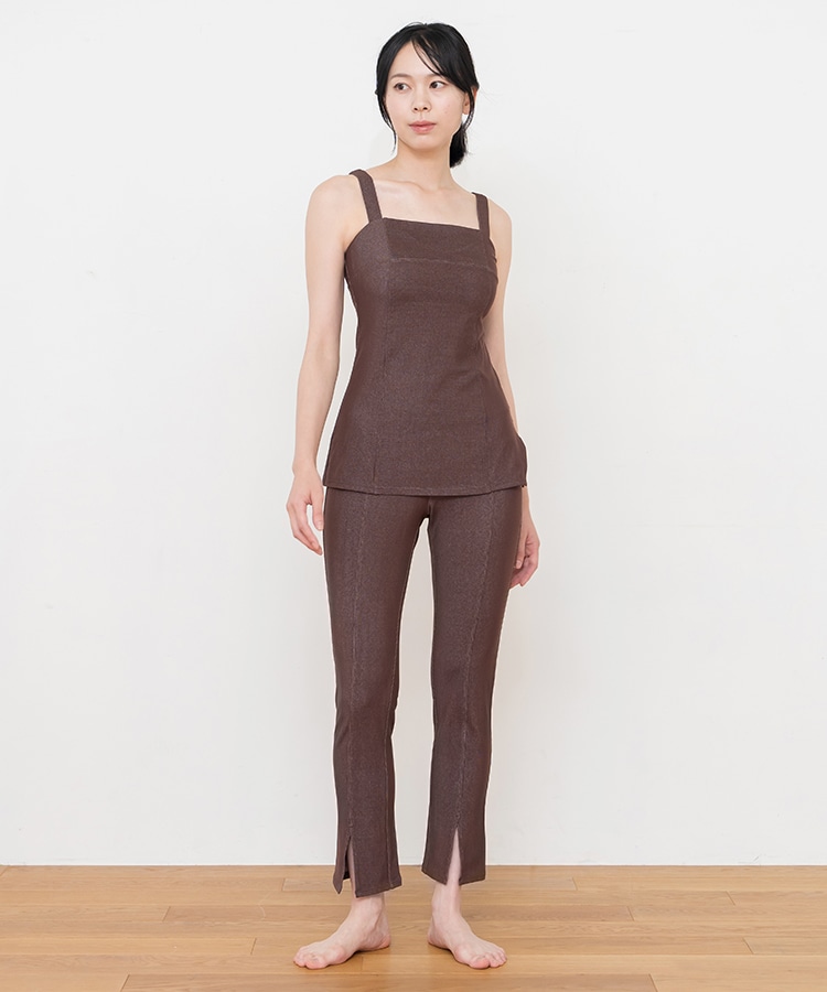 SUKALA】リブデニムロングキャミソール(XSサイズ チョコレートブラウン