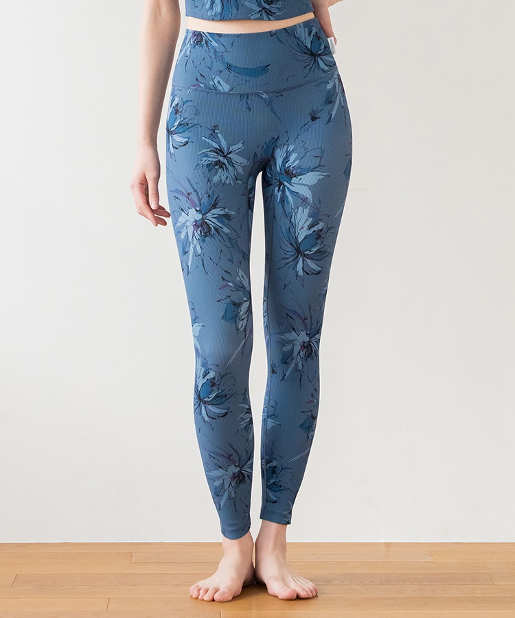 SUKALA】リブBigフラワープリントレギンス(XS・S・M・Lサイズ スモーク