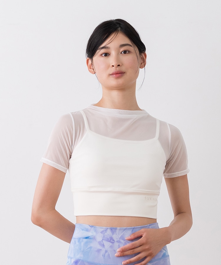 SUKALA】アクティブシアーカラークロップドTeeモーヴ SUKALA