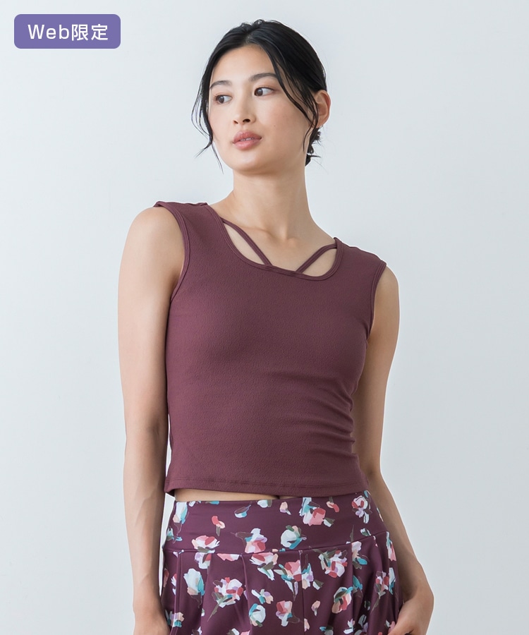 SUKALA】クロスデザインショートタンクトップ(XSサイズ ワイン