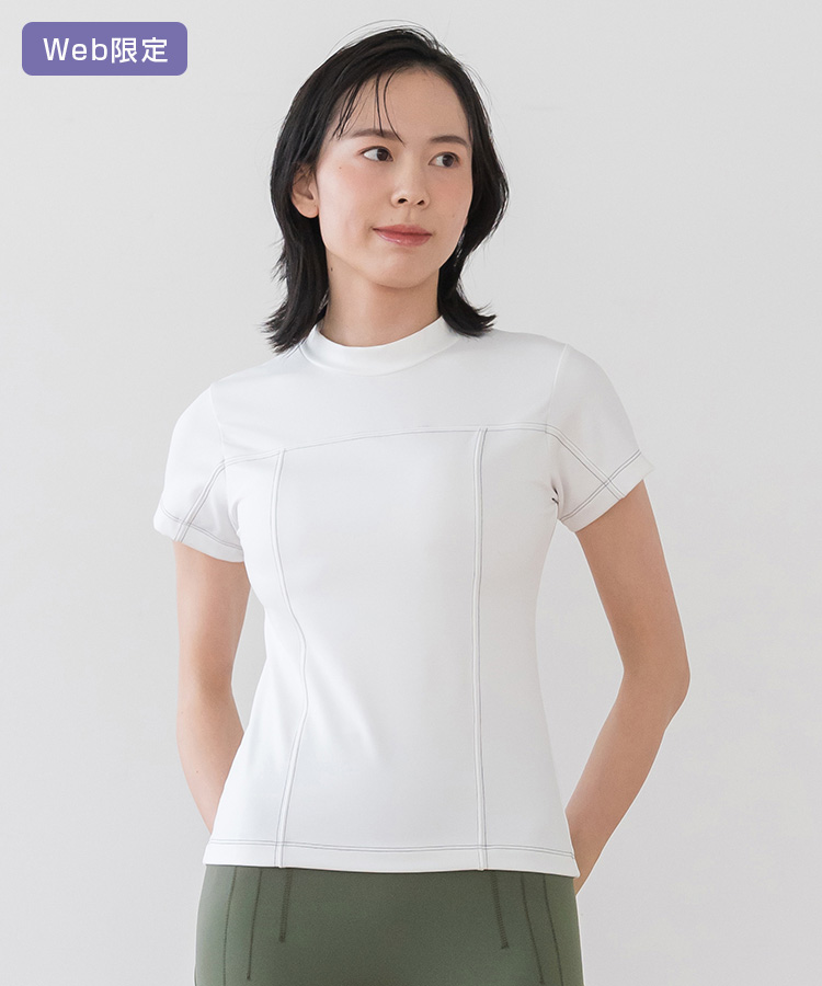 SUKALA】カップ付きミニハイネックTee(Sサイズ ボルドー・ホワイト