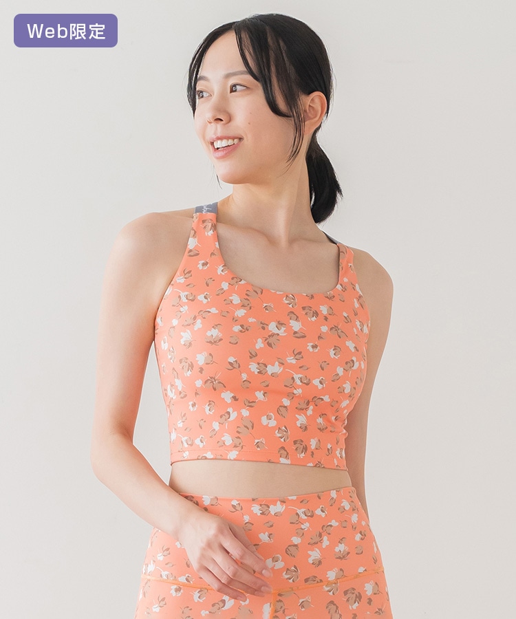 SUKALA】Yストラップロゴブラトップ(S・M・Lサイズ フラワーオレンジ