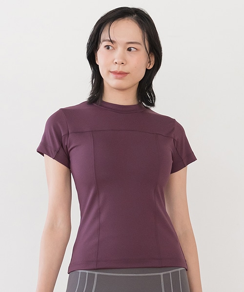 SUKALA】カップ付きミニハイネックTee(Sサイズ ボルドー・ホワイト