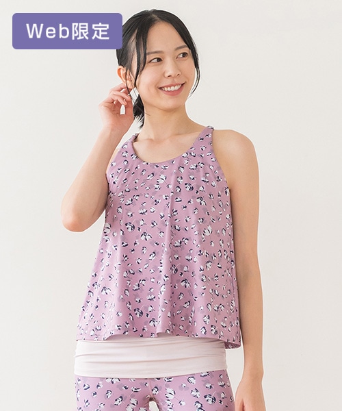 SUKALA】フラワープリントカバータンクトップ(XS・S・Mサイズ ダスティ