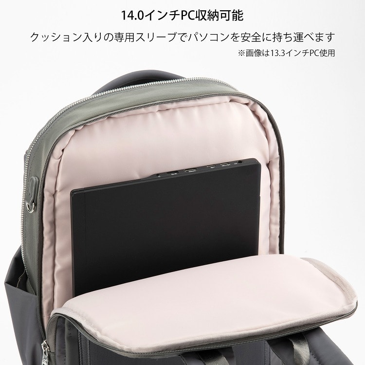 W&.Day/Night ポルク スクエアリュック A4サイズ 14.0インチPC収納