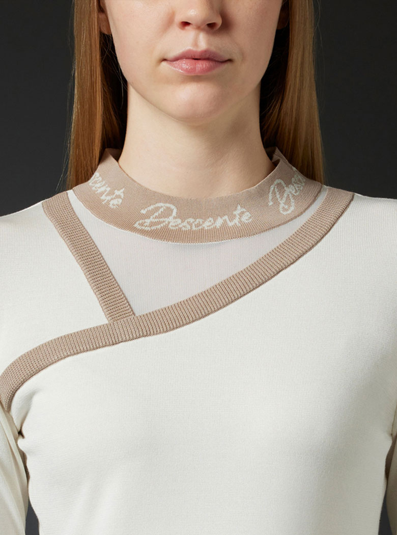 LUXE】シースルー切替モックネックニット【アウトレット】 | デサント