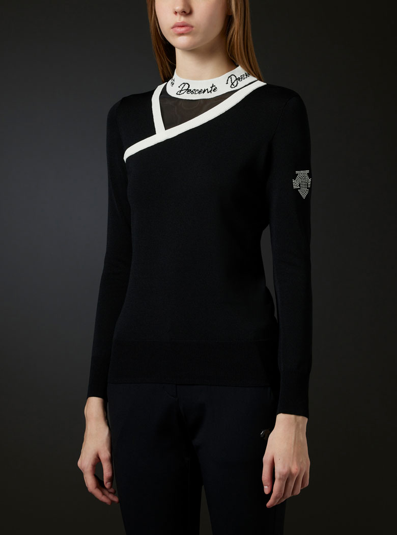 LUXE】シースルー切替モックネックニット【アウトレット】 | デサント