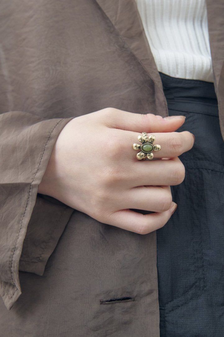 レトロ カラー ストーン フラワー リング – GOLDY Onlinestore