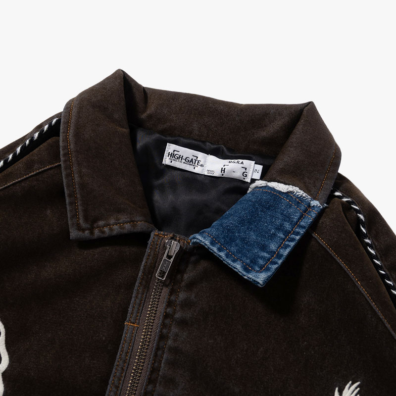 DENIM DOCKING VELVETEEN SOUVENIR JACKET -2.COLOR- | IN ONLINE STORE