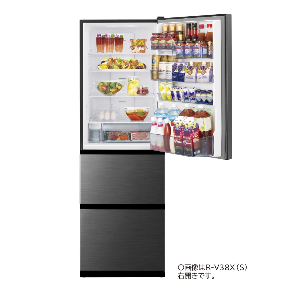 2W】冷蔵庫（375L・左開き）R-V38XL S(グラファイトシルバー