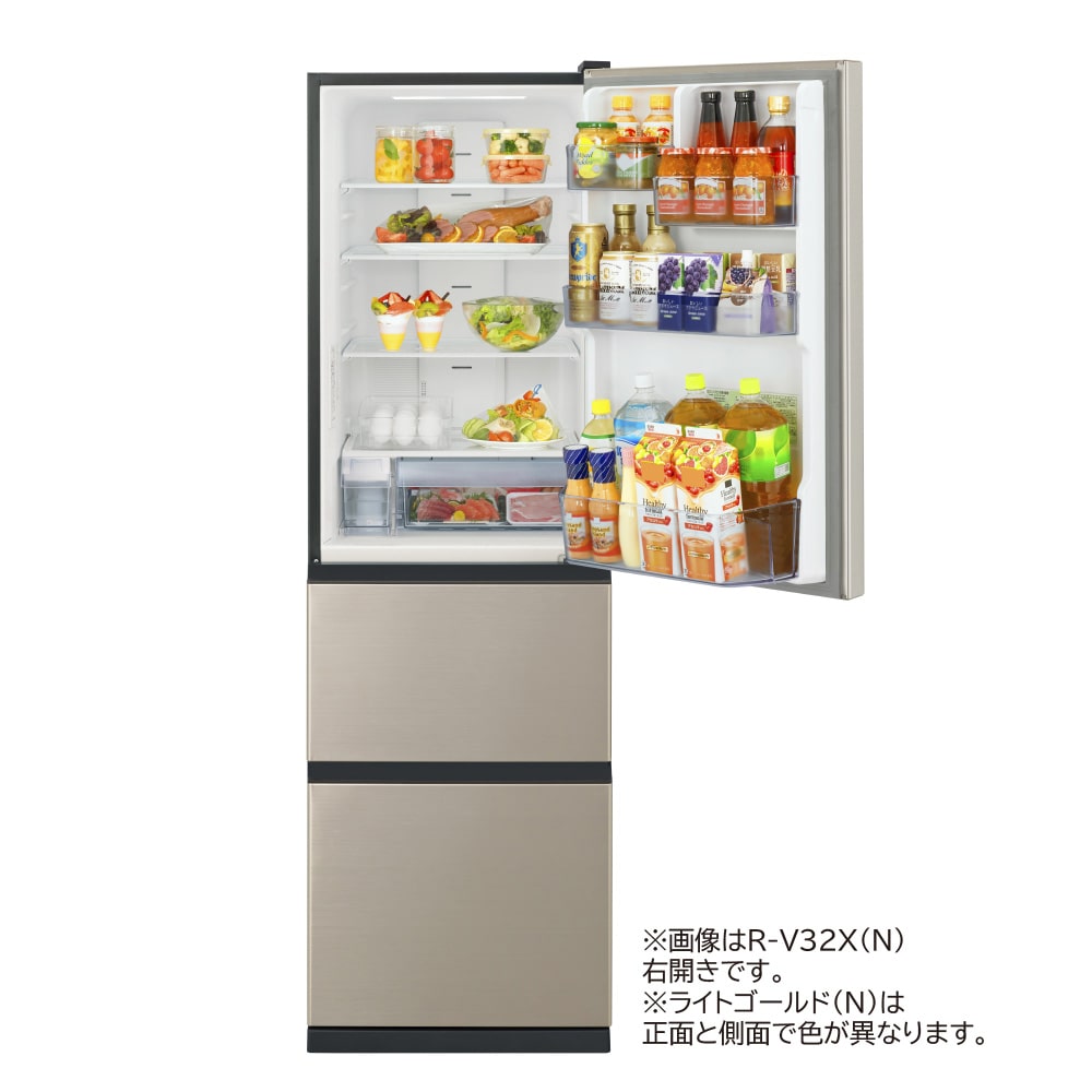 冷蔵庫（315L・左開き）R-V32XL N(ライトゴールド): キッチン家電/日立