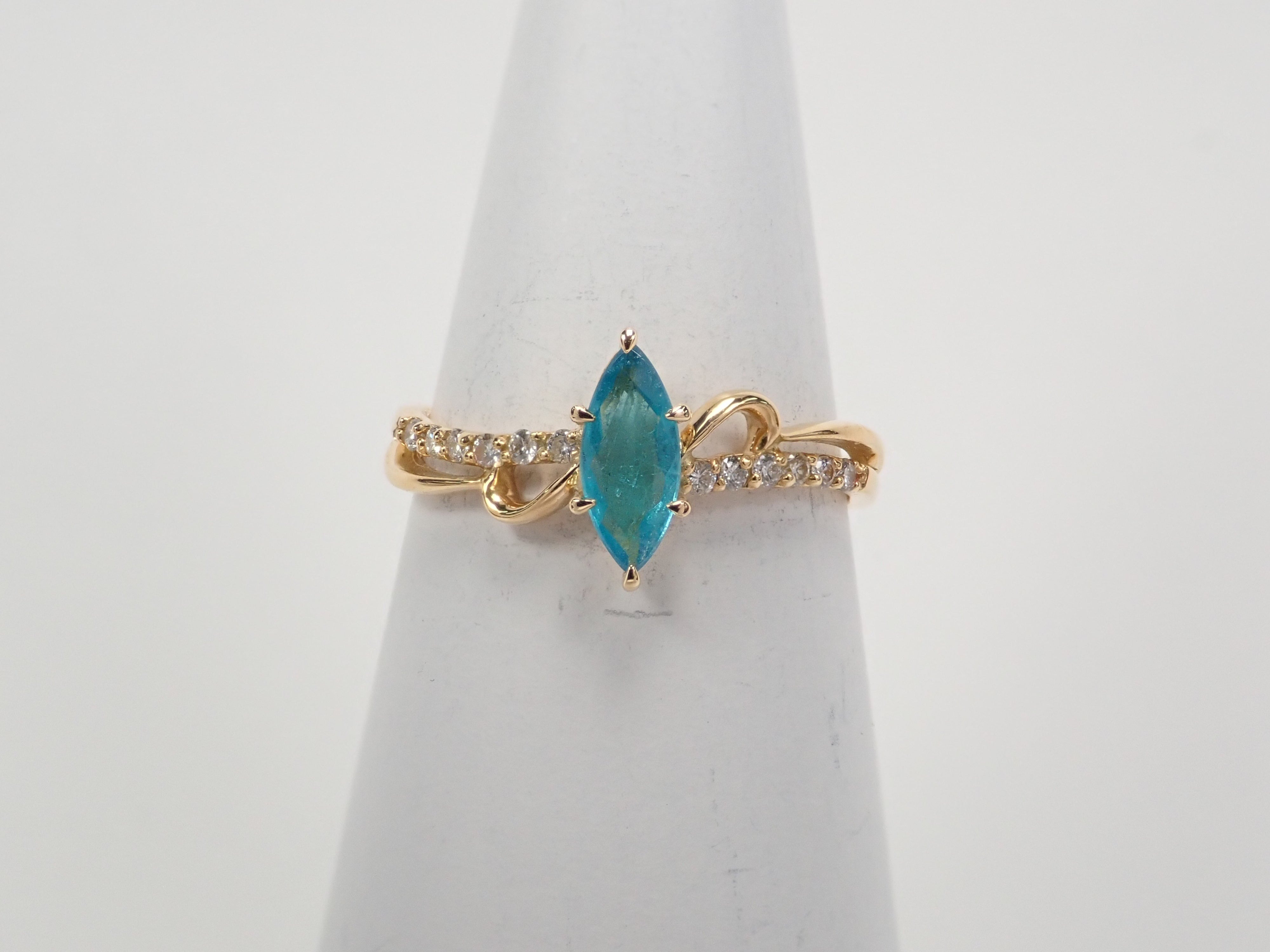 K18YG ブラジル産パライバトルマリン 0.3ct リング GIA