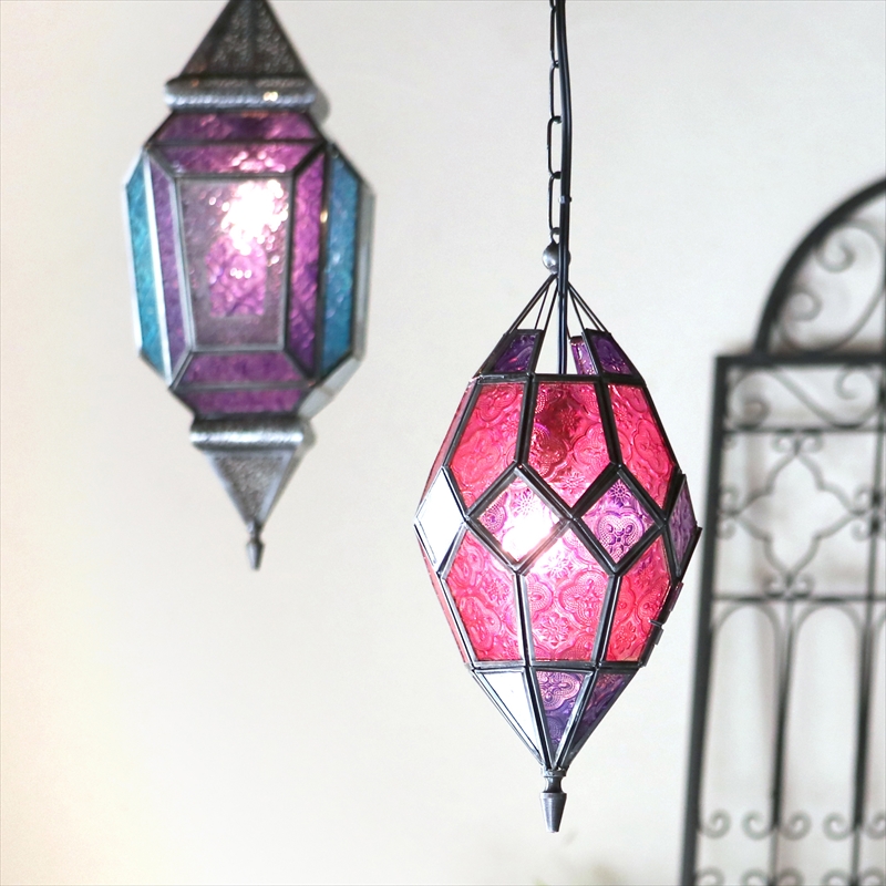 キリムスタイル / モロッコランプ・ガラスペンダントランプ/キャンドル