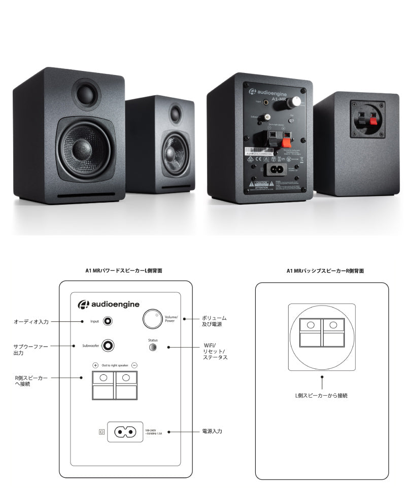 Audioengine A1-MR パワーアンプ内蔵 Wi-Fi対応 ワイヤレススピーカー