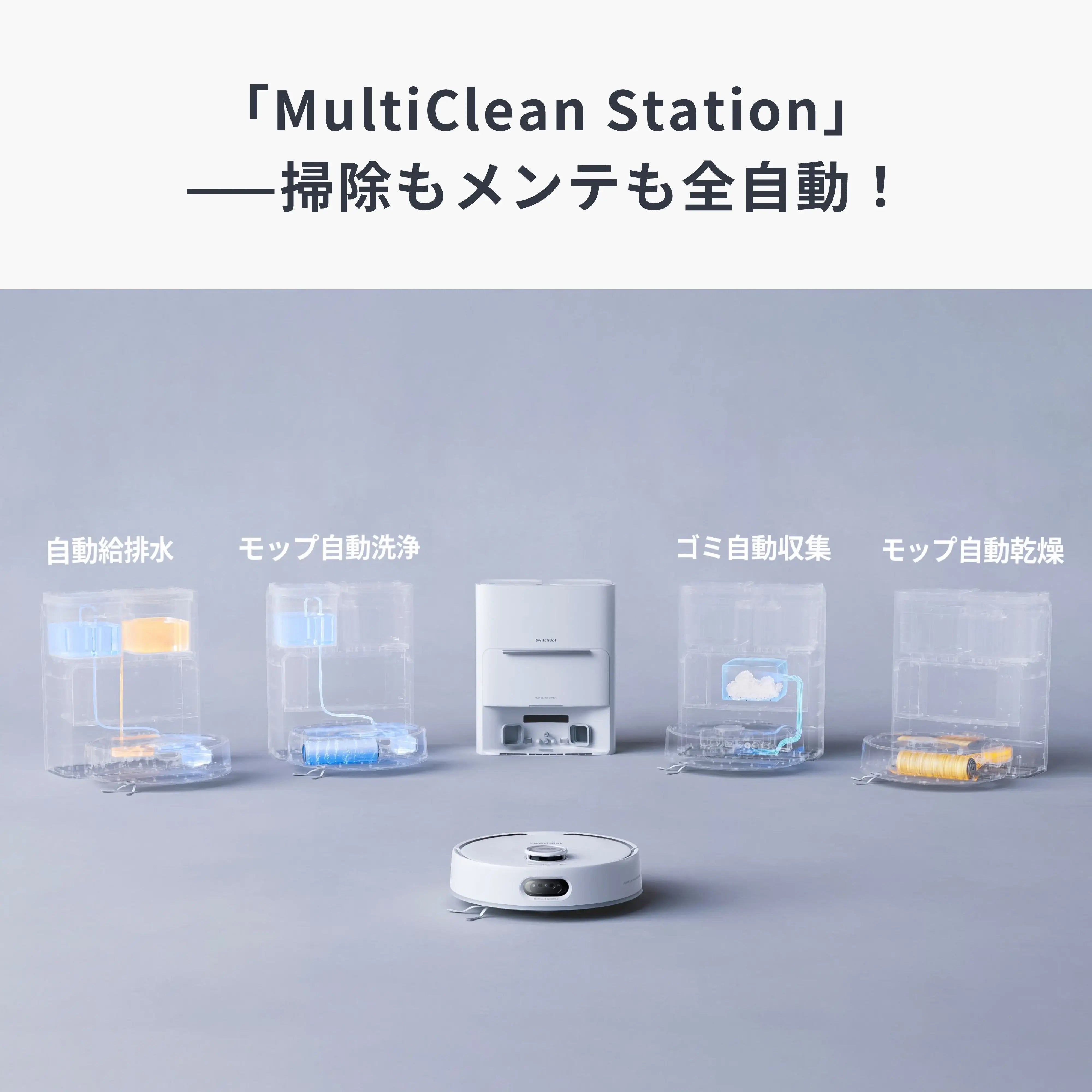 SwitchBot お掃除ロボット S20 自動ゴミ収集 最大10,000Pa強力吸引&水