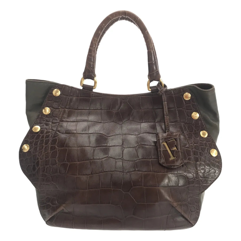 FURLA / フルラ | クロコダイル型押し トートバッグ | ブラウン