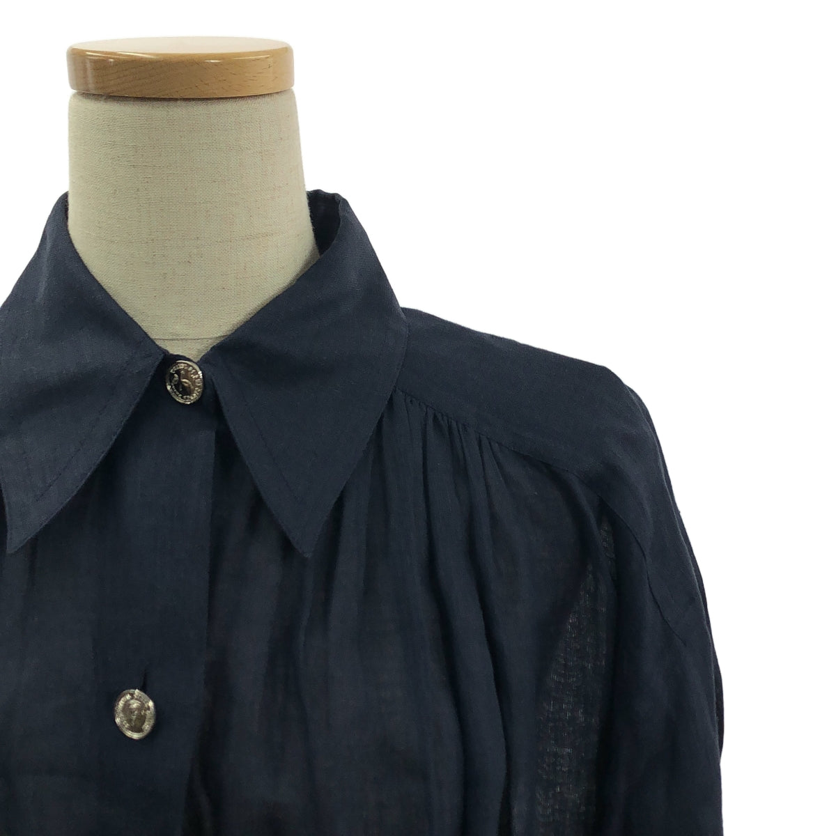 CHANEL / シャネル | ココマークボタン リネン ギャザーオーバーサイズ