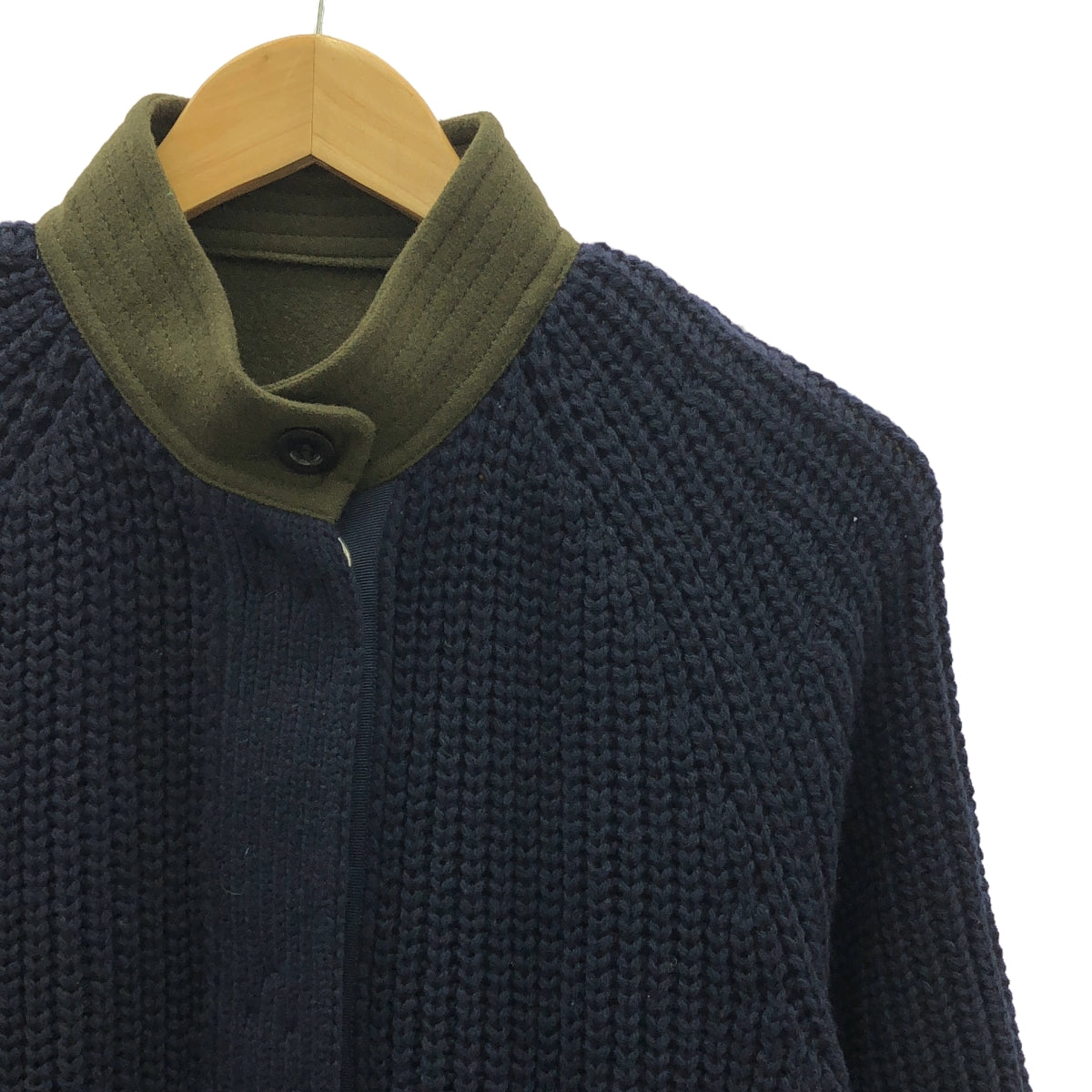 sacai / サカイ | 2021AW | メルトン ケーブルニット ドッキングコート