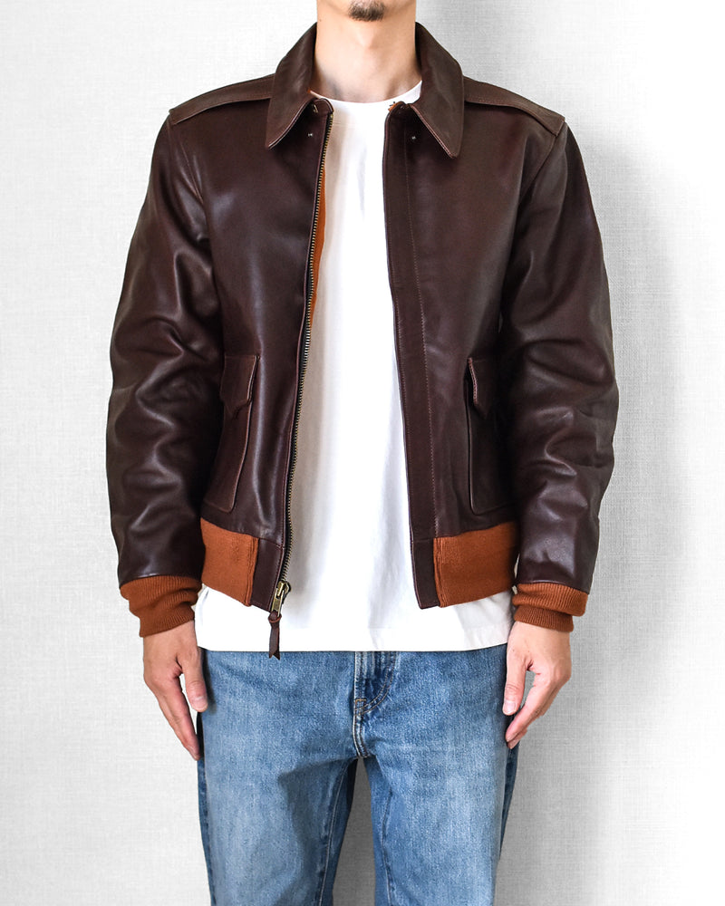 レザージャケットの決定版「A-2 」・最高峰茶芯馬革フライトジャケット