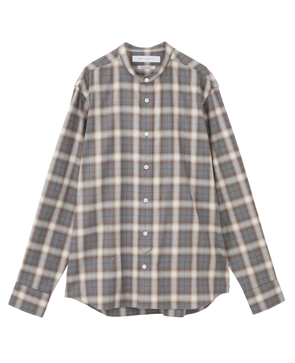 HITOYOSHIダブルネーム ｜ オンブレチェックバンドカラーシャツ｜MEN'S