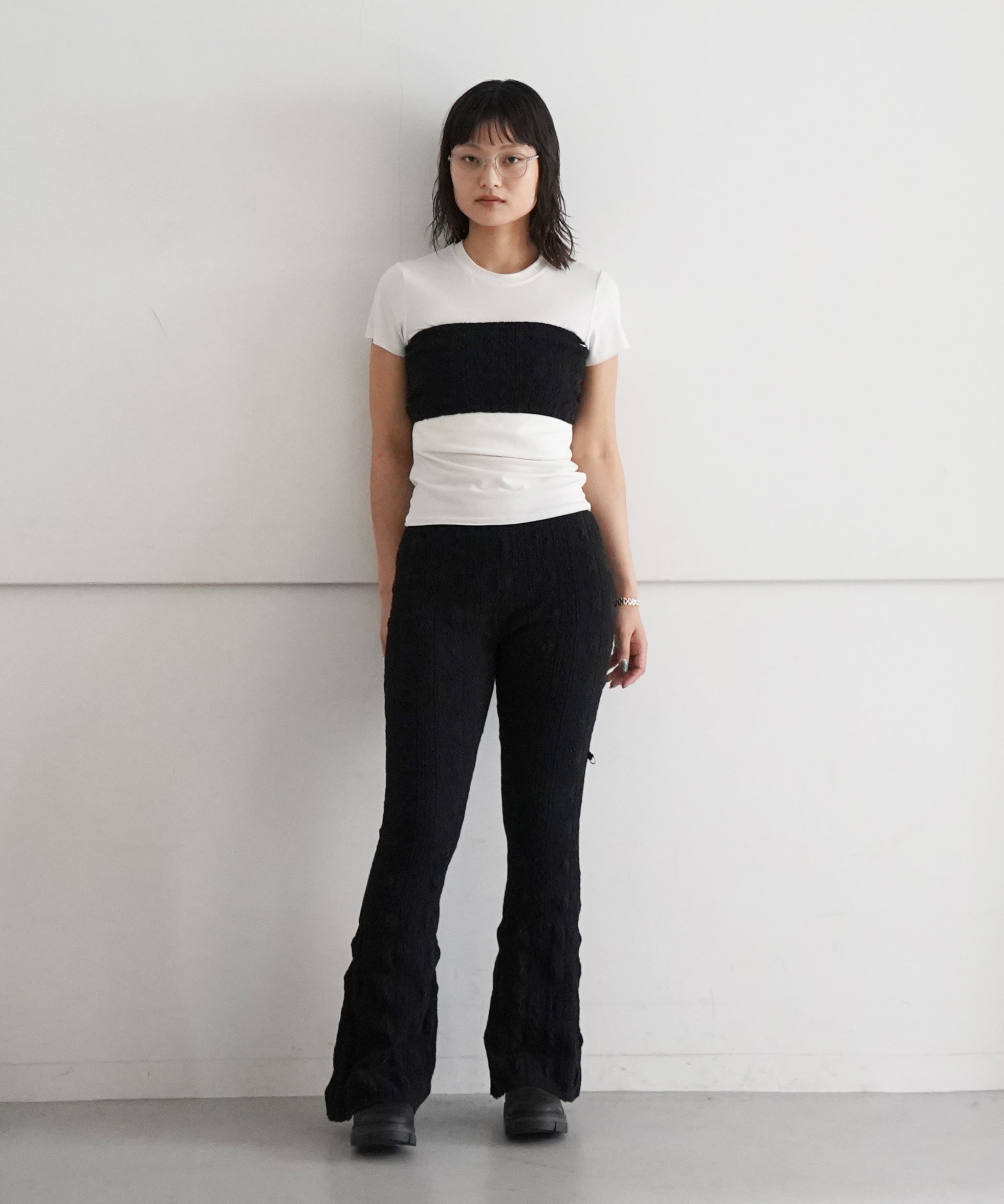 kotohayokozawa【コトハヨコザワ】shrunk - knit bare top 