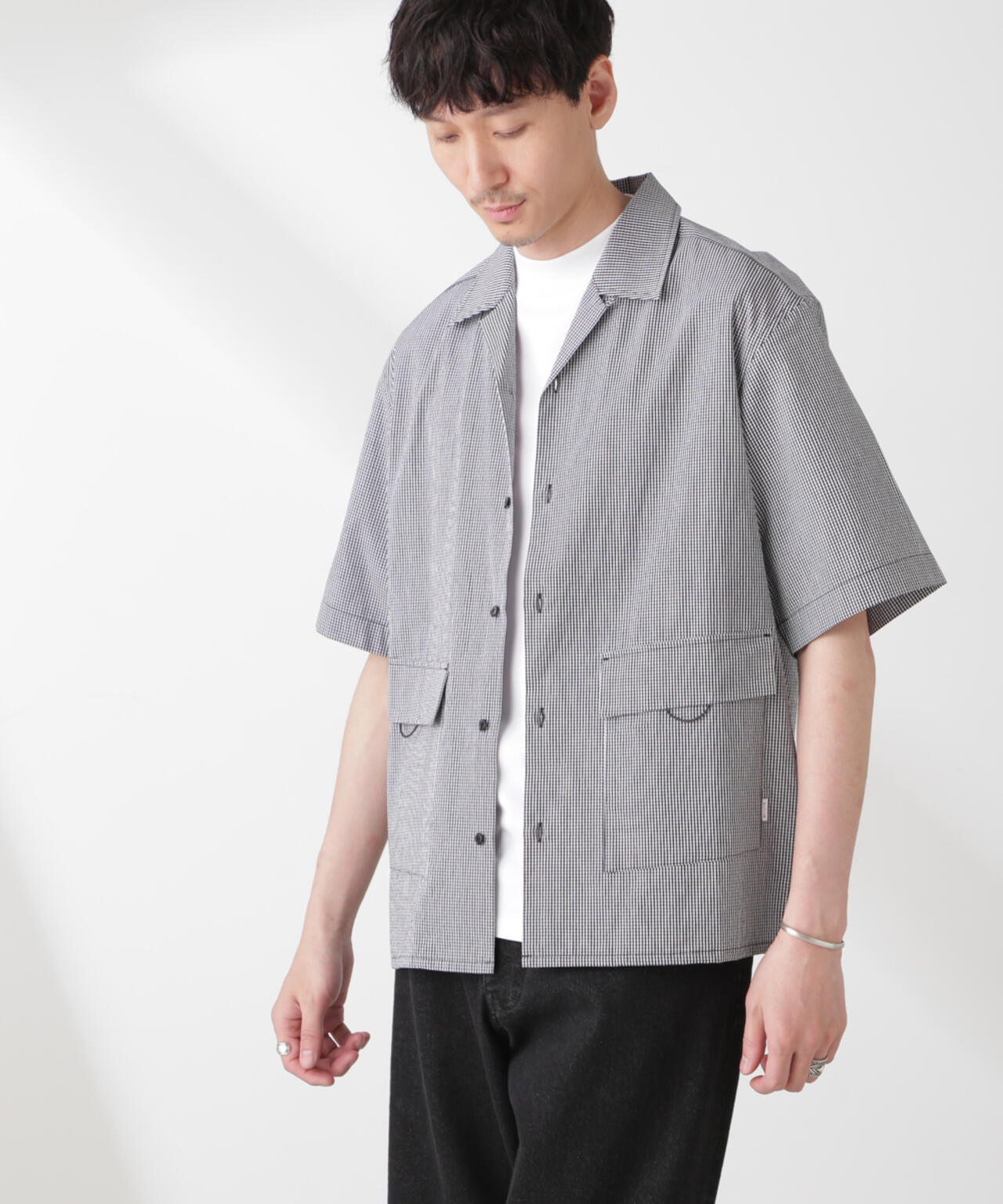 NJ/CLUB」 マイクロギンガムチェック シャツ 半袖