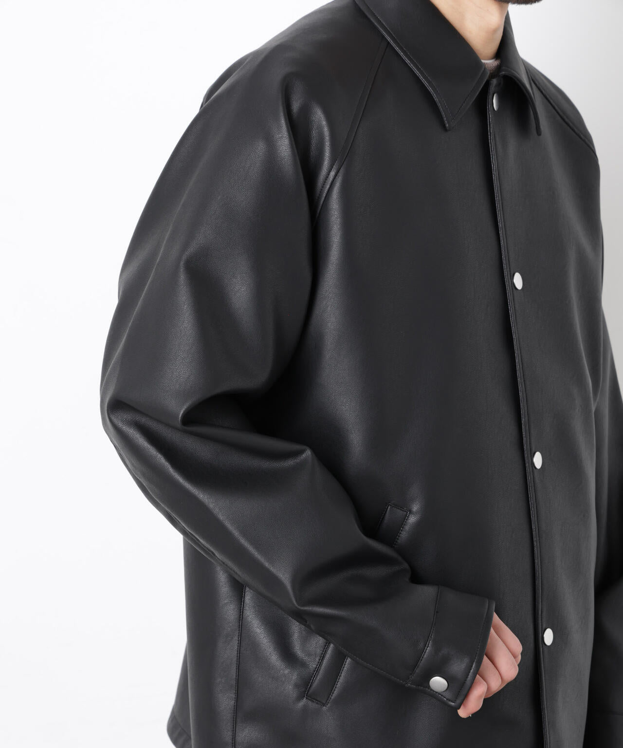 フェイクレザーリラックスコーチジャケット