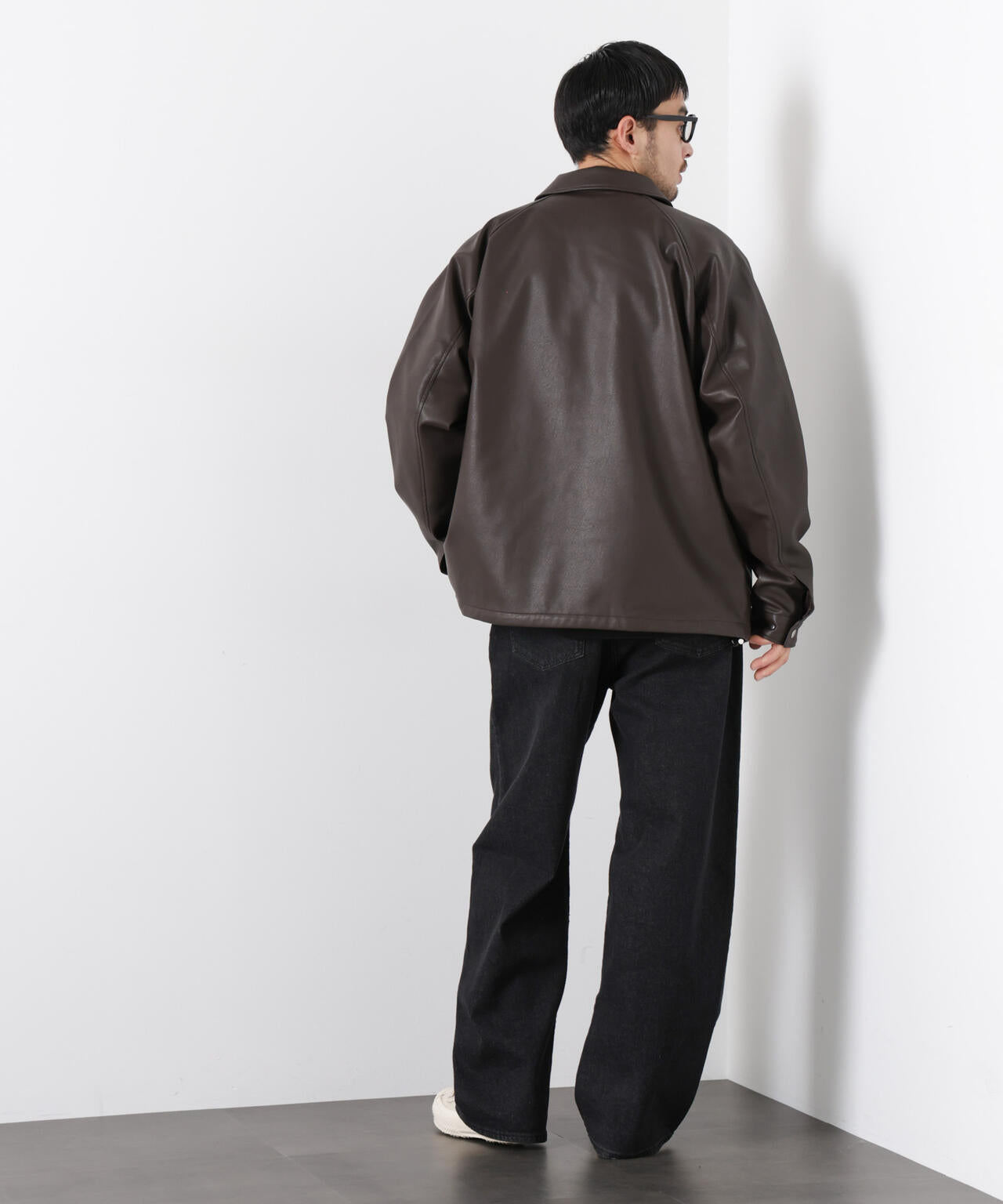 フェイクレザーリラックスコーチジャケット