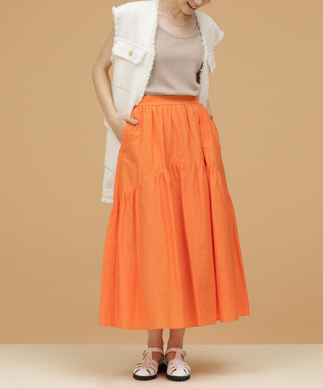 LB.03/切り替えギャザーティアードスカート