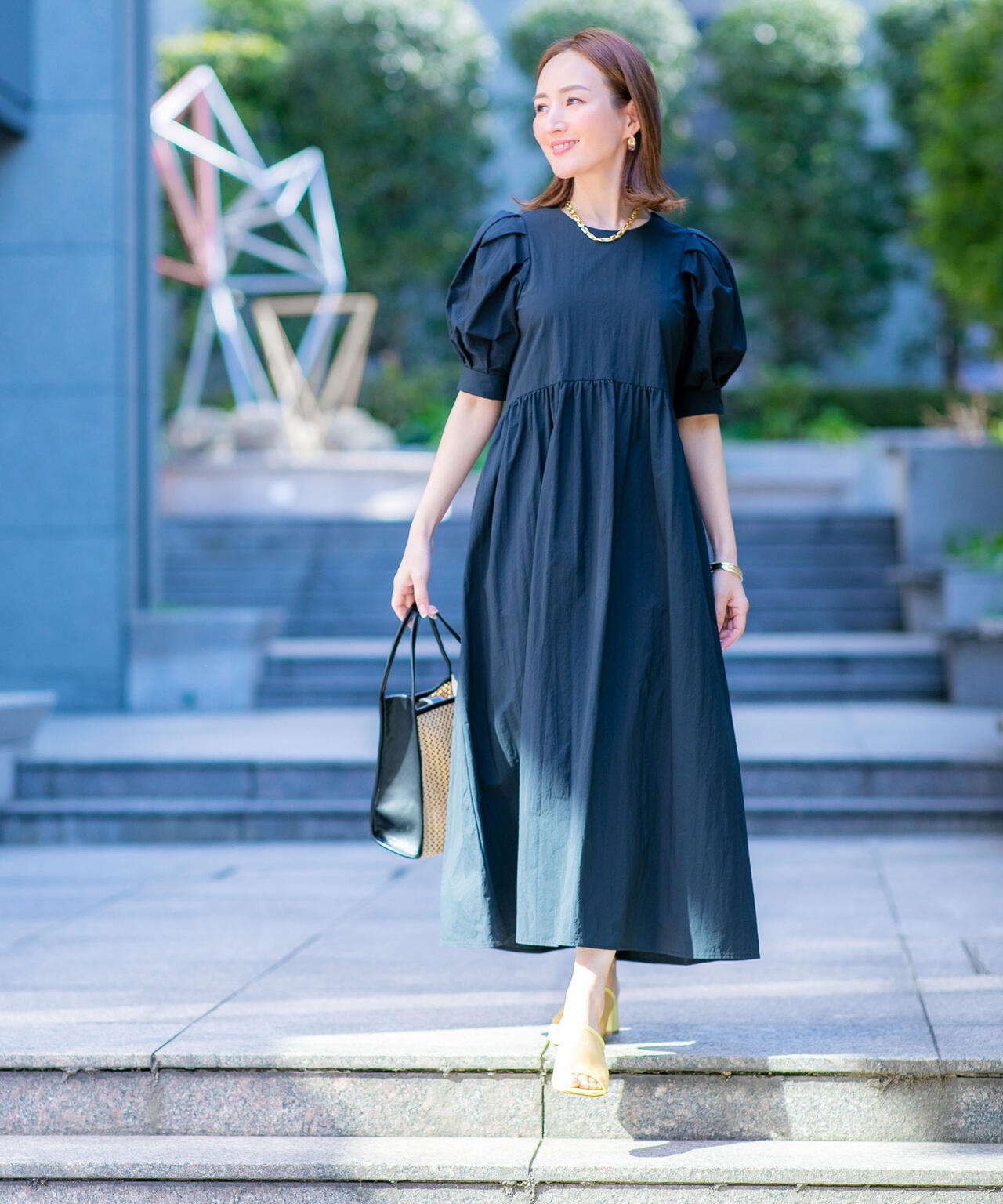 星玲奈 × NANO universe 」タックスリーブ タスラン マキシ ワンピース