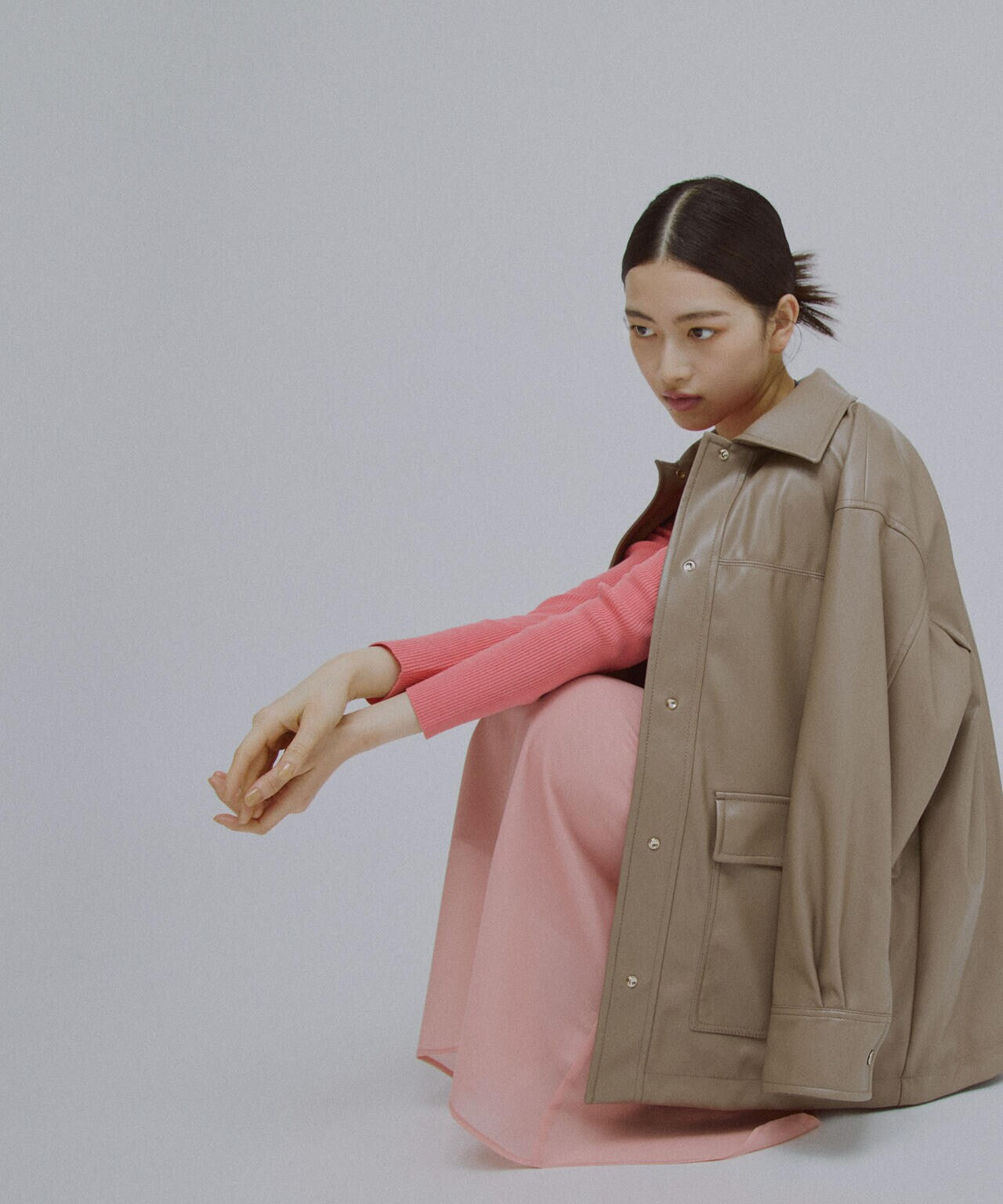 フェイクレザー シャツ ジャケット