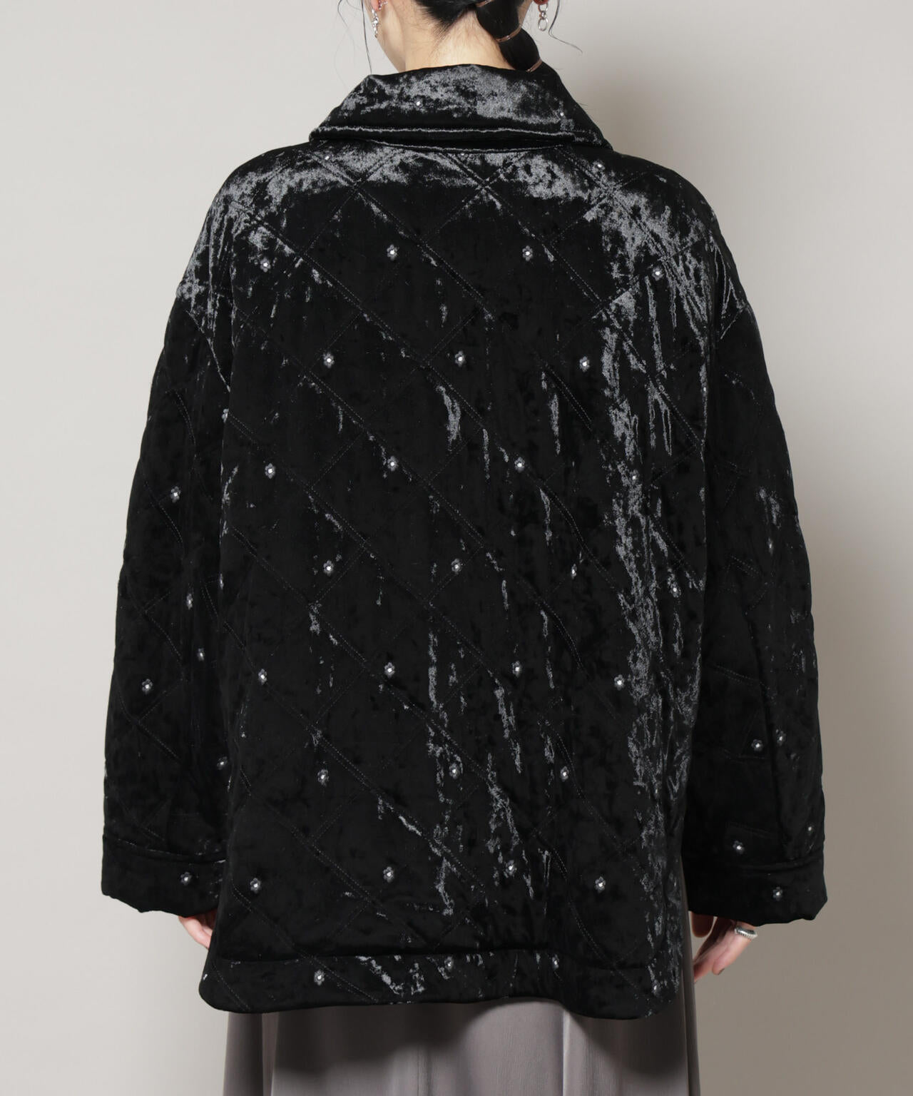 ベロア キルト 刺繍 ブルゾン