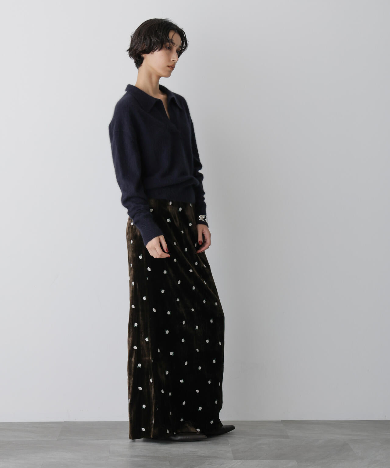 STEVELOUR」ベロアブルームロングスカート ( セットアップ 可)