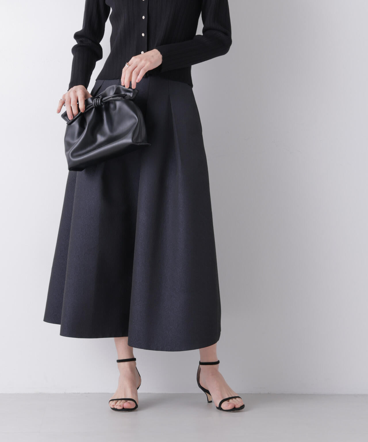 ジャガード ボリュームタック スカート ( セットアップ 可)