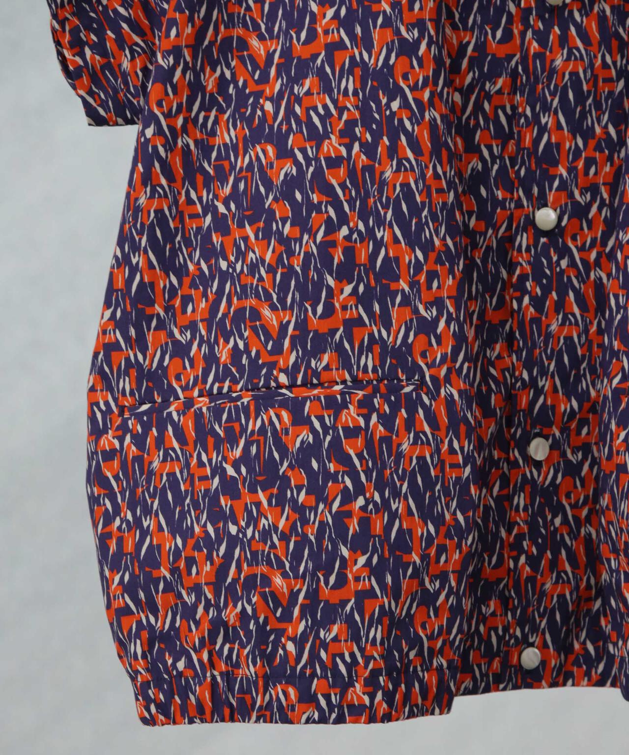 HAVER SACK / ジオメトリックプリント ドルマン 半袖 イタリアンカラー