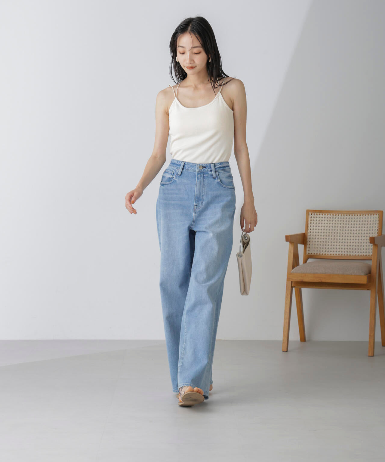 Healthy DENIM / 別注 Pink Pepper ワイド ストレート デニム L.ブルー