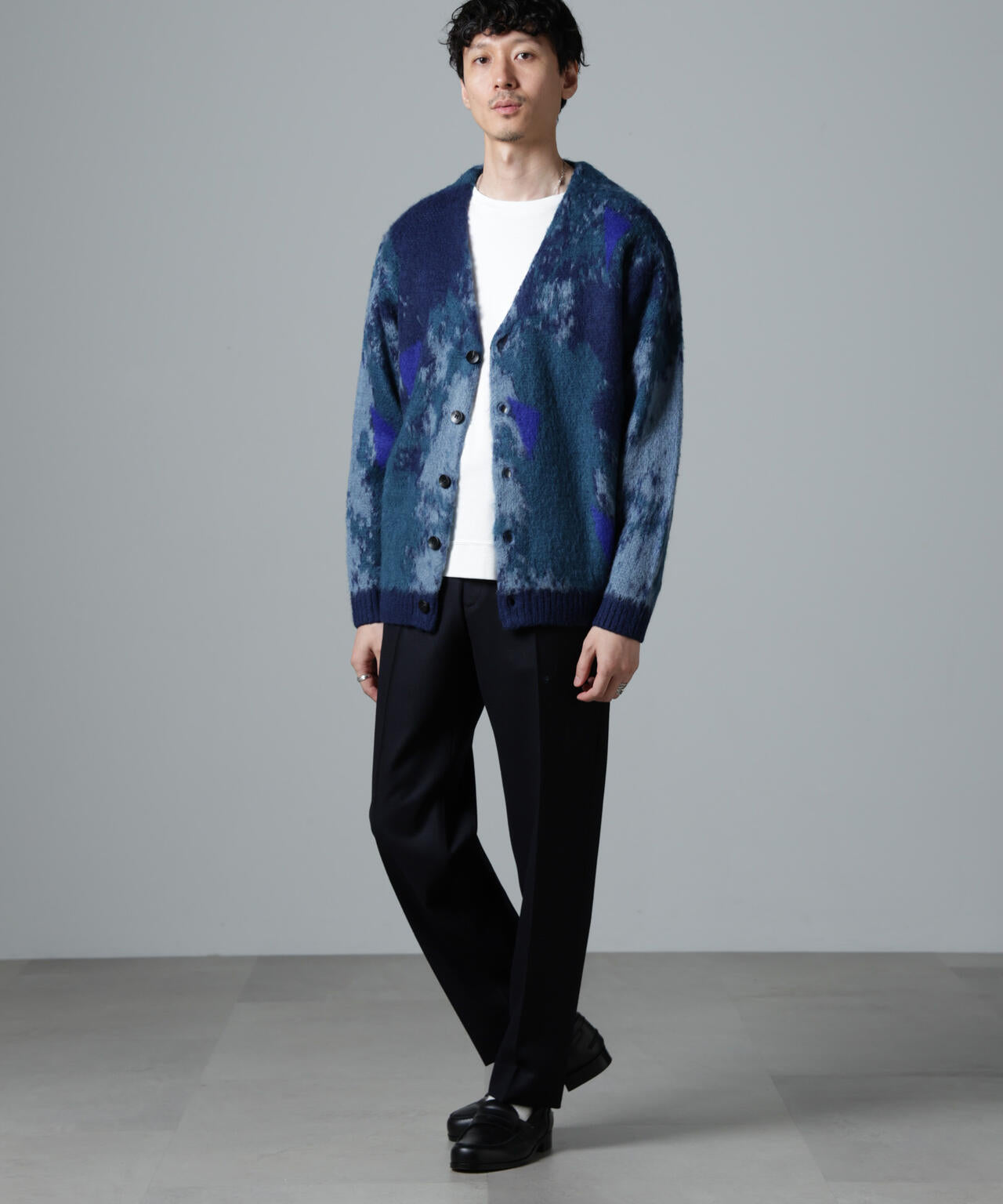 アート柄 ニット カーディガン