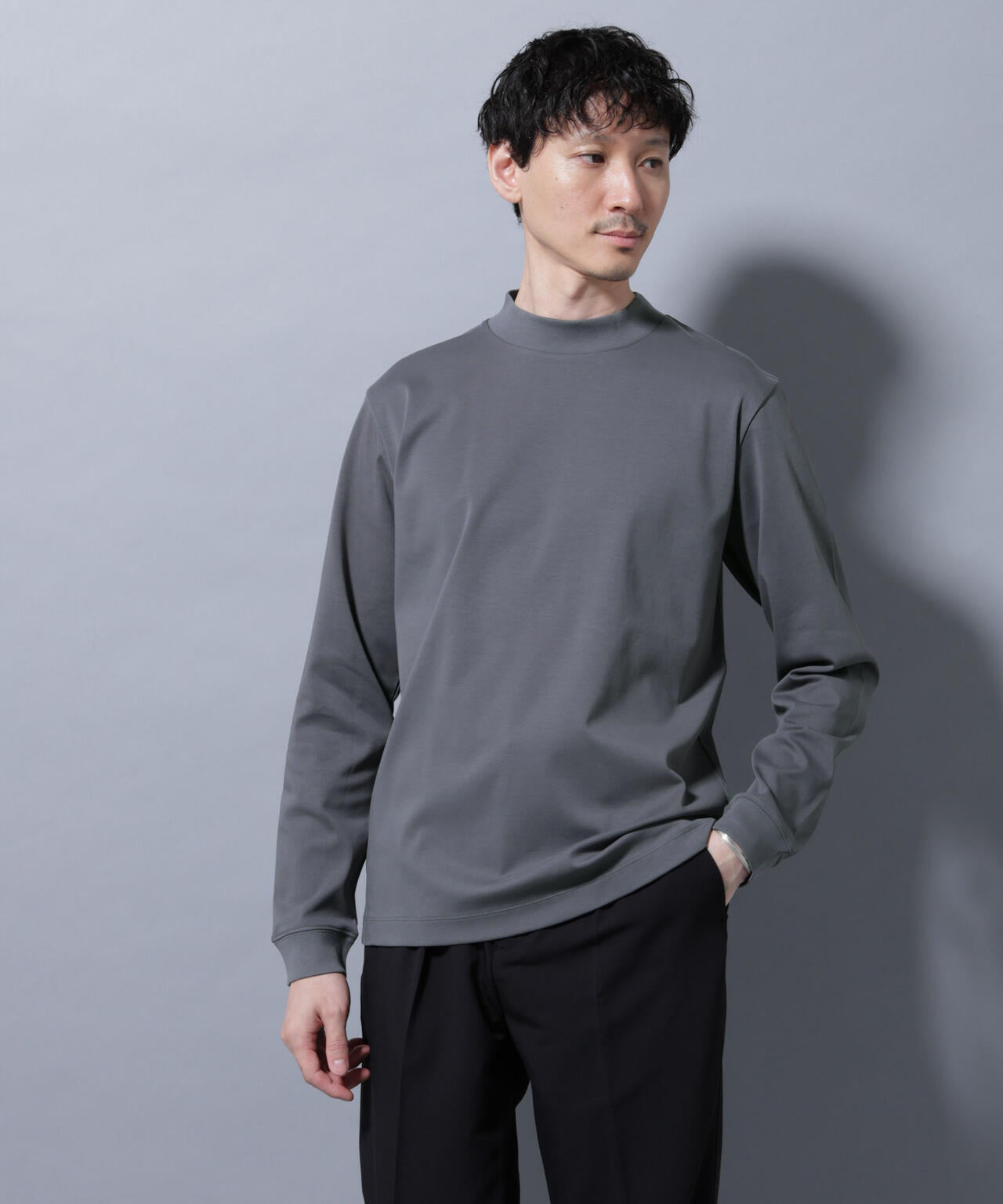 アンチスメル モックネック Tシャツ 長袖