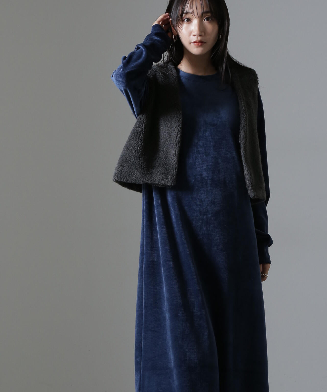 ベロア カット マキシワンピース