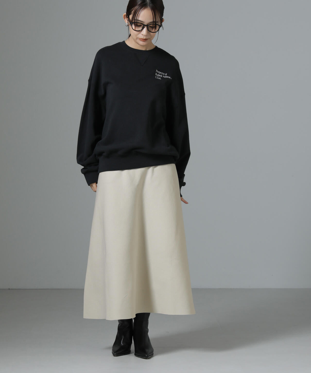 総針 ニット フレア スカート ( セットアップ可 )