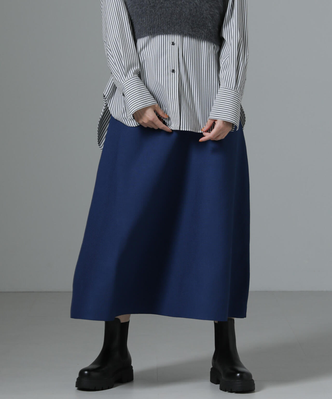 総針 ニット フレア スカート ( セットアップ可 )