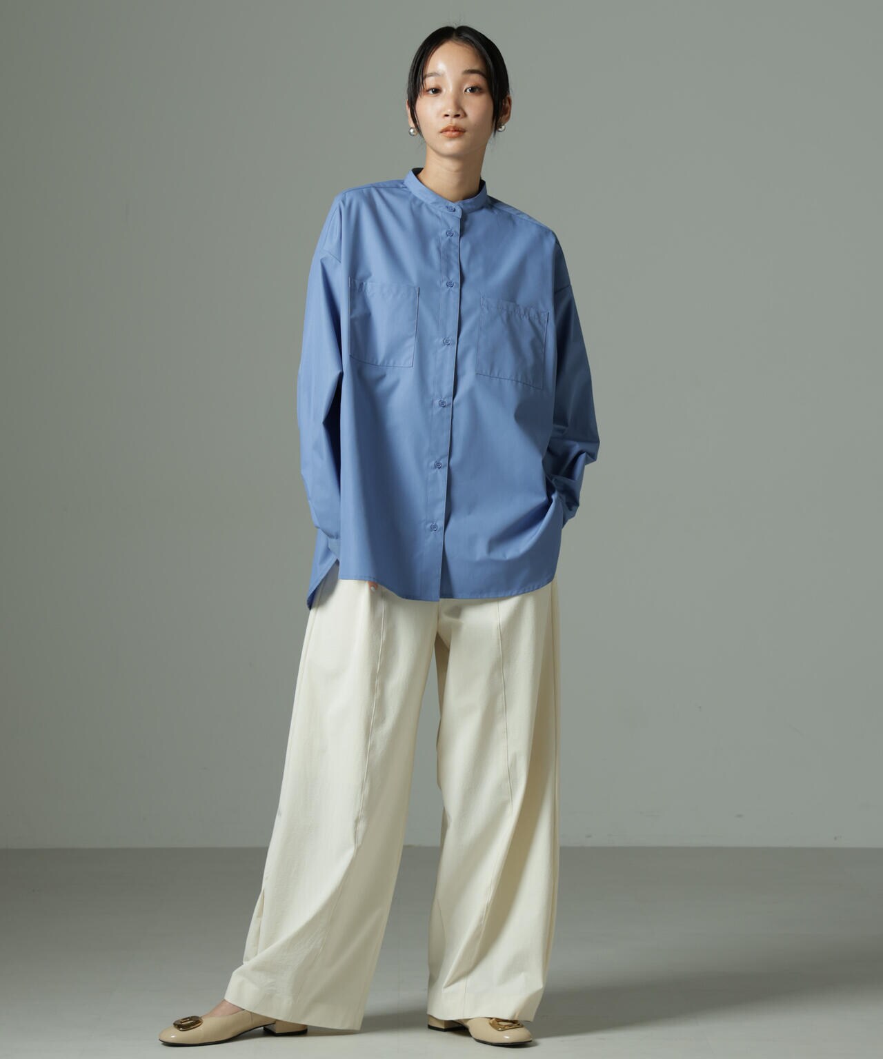 スタンドカラー シャツ