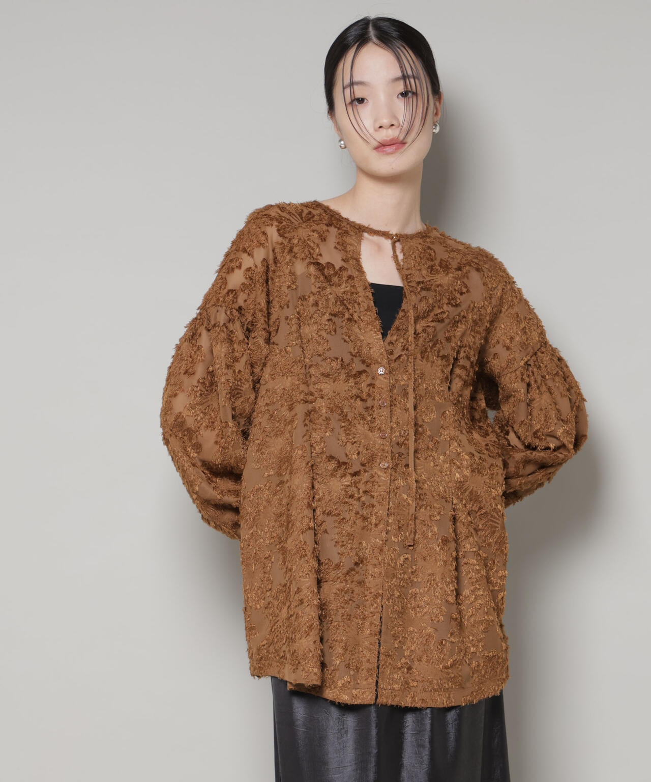 前後2way ジャガード ブラウス