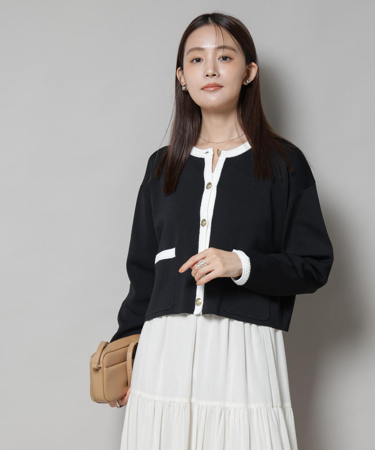 洗濯機洗可 配色 ジャケット カーディガン