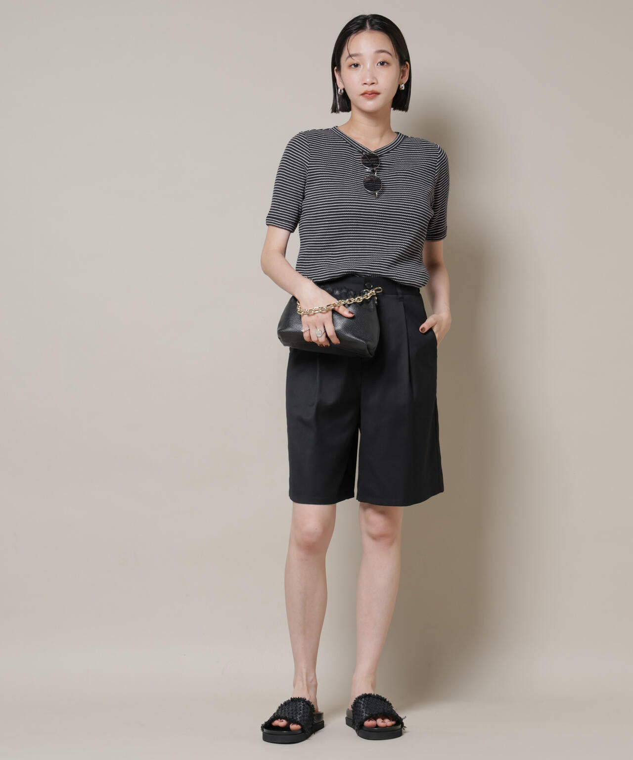 ワンタック ショートパンツ ( セットアップ可 )